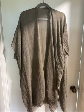 Lightweight Open-Front Kimono Cardigan in Olive